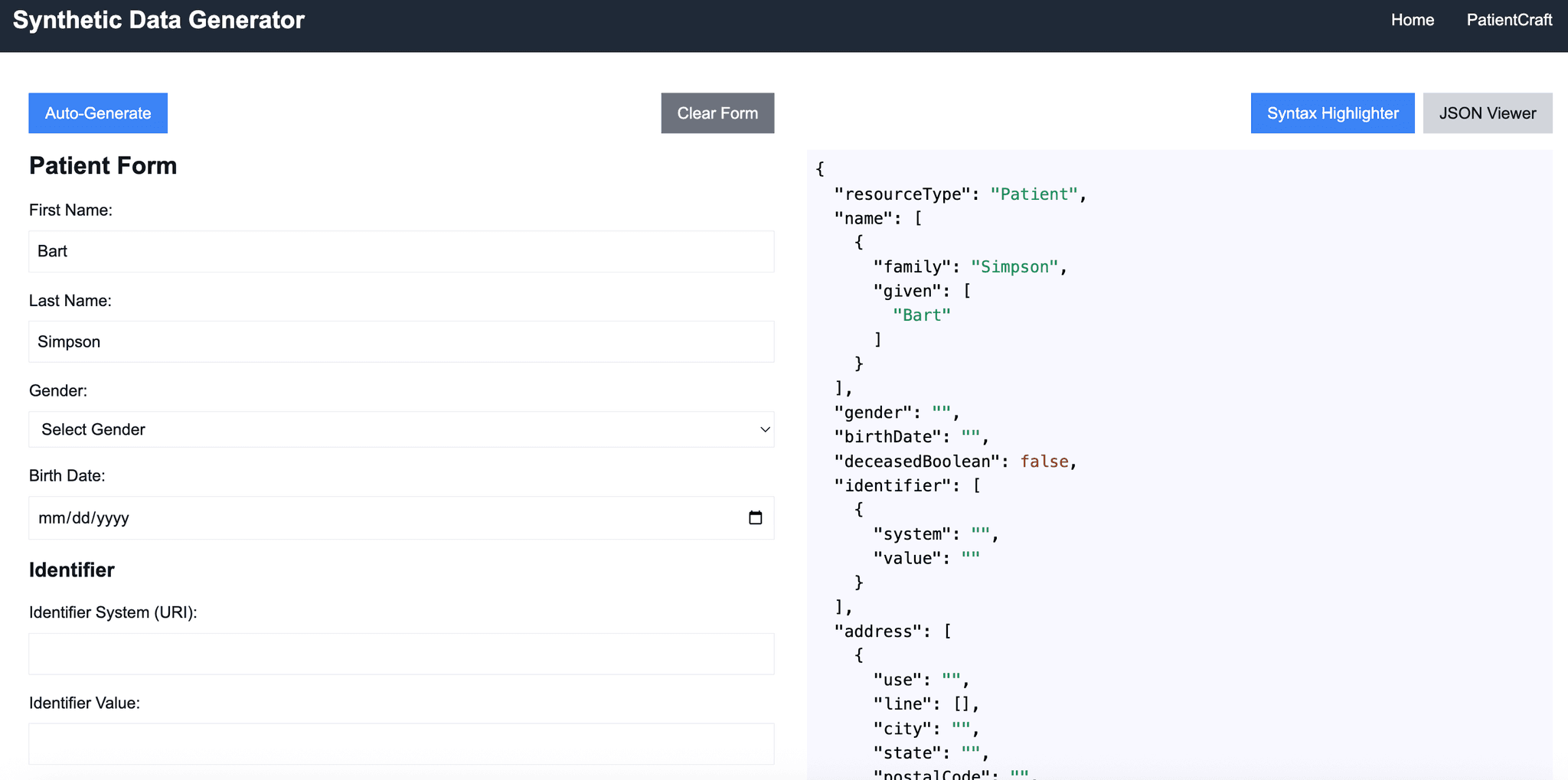 Screenshot of the FHIR Learning Tool